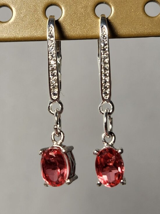 VTG NIB 925 Salmon Triplet Quartz Leverback Earrings - Picture 4 of 11
